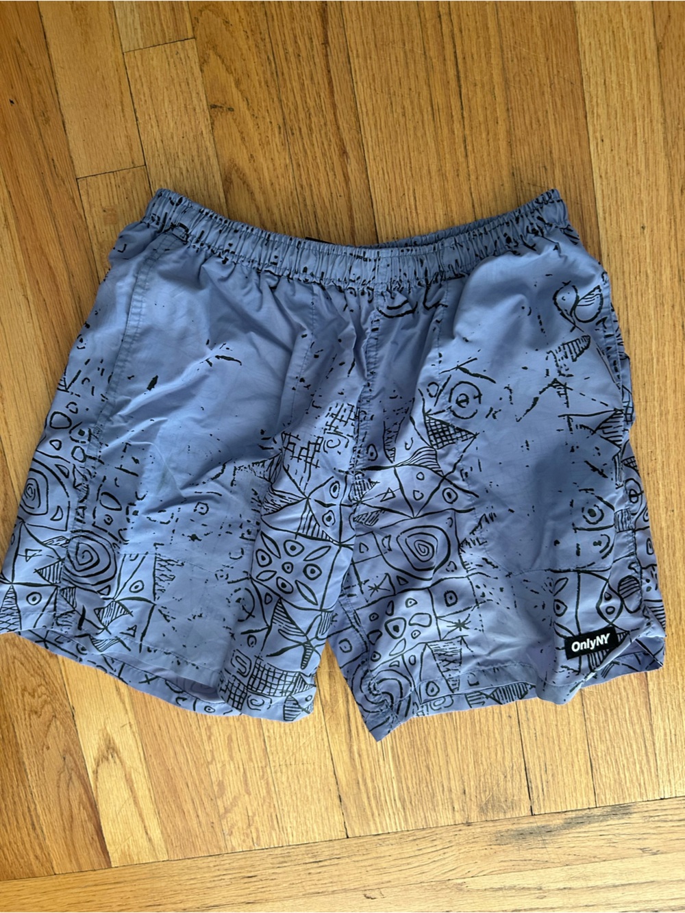 OnlyNY Purple Gray Graphic Swim Shorts